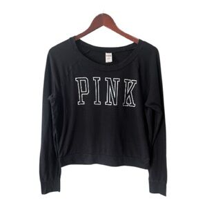 Victoria’s Secret Black/Silver Crop Sleep Top Size L Women